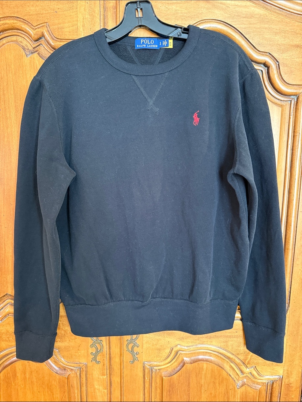 Polo by Ralph Lauren Black sweatshirt with Red Pony Logo.